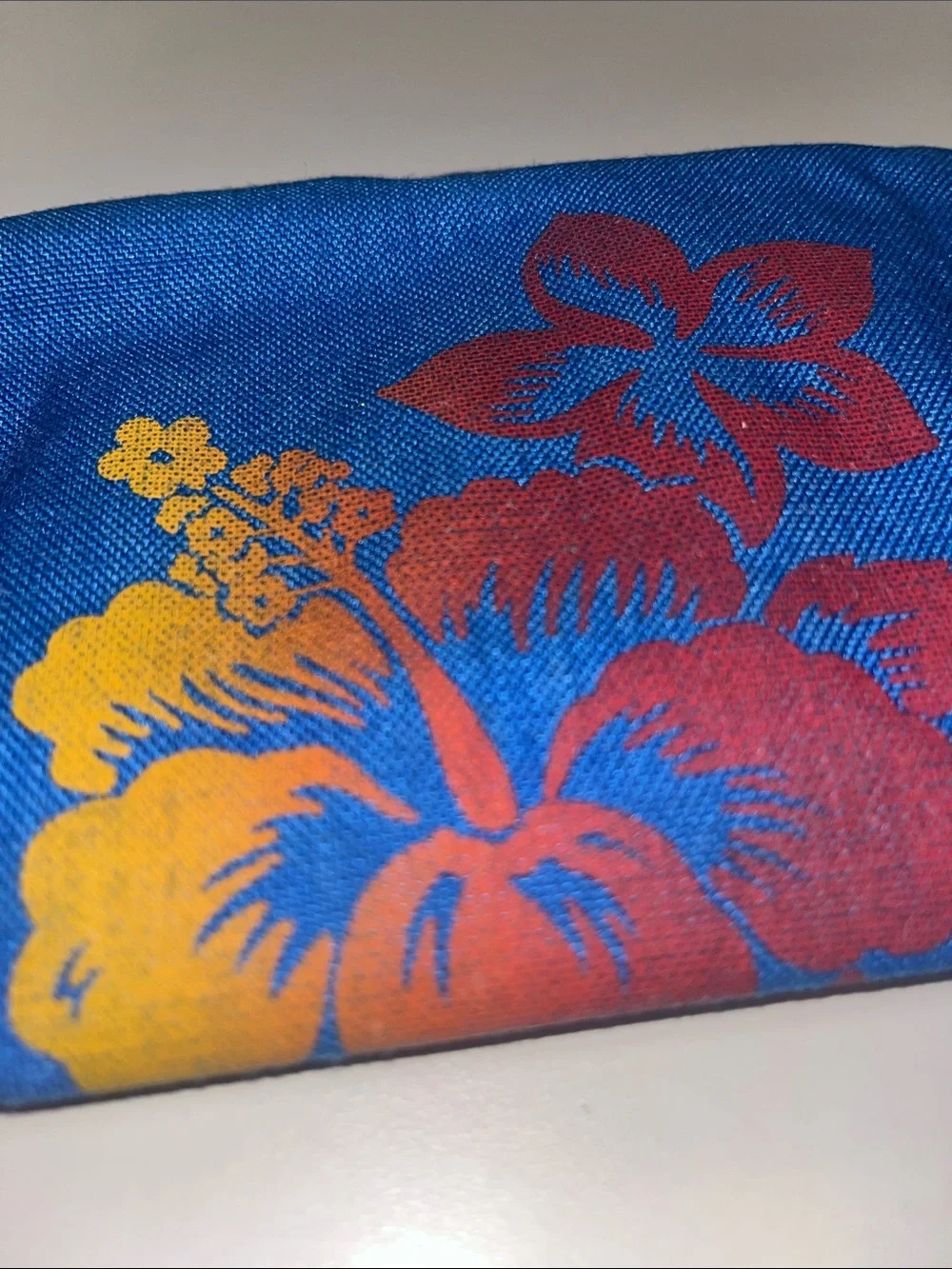 Rainbow Blue Floral Wallet with Red and Yellow Accents